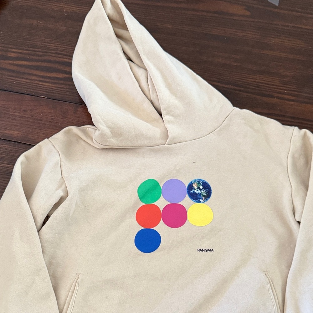 Pangaia Cream Hoodie with Multicolor Circle Design